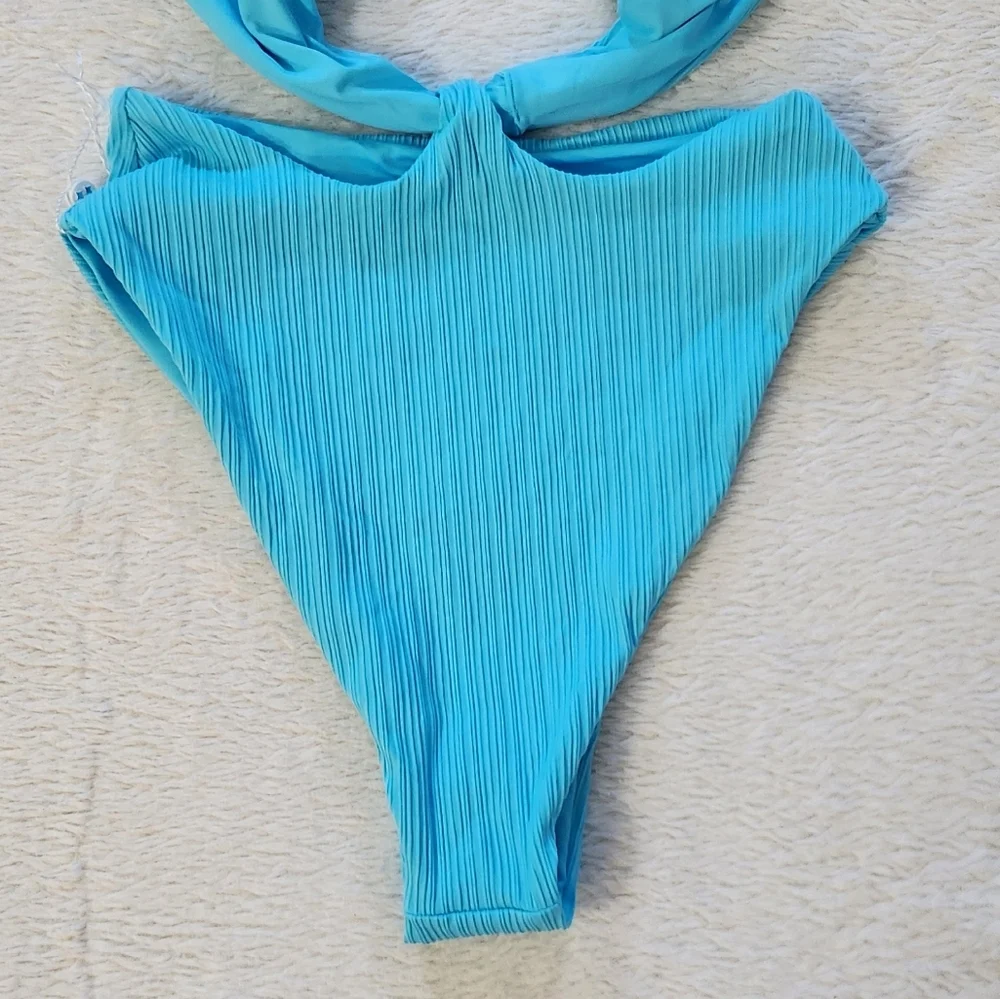 New!Frankie's Bikinis Dorothy‎ Plisse Halter One-piece Swimsuit